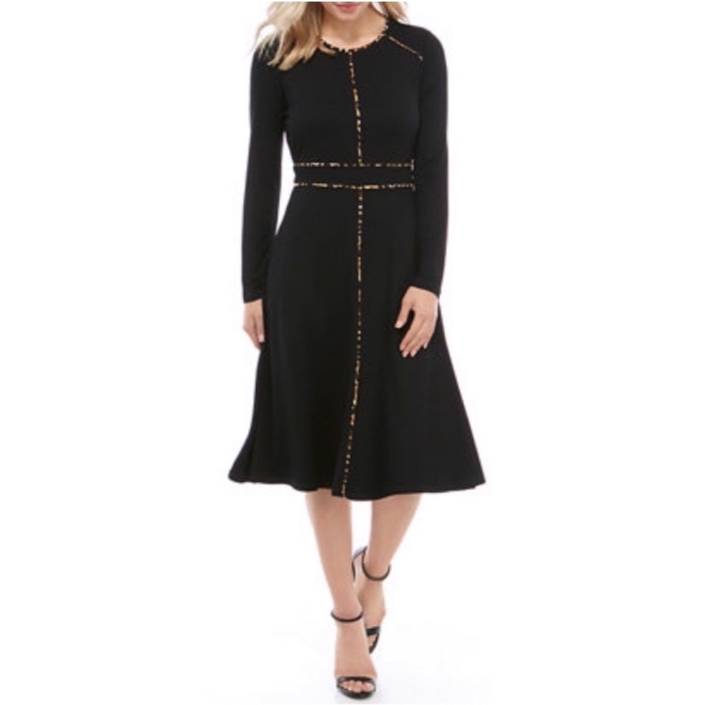 Cupio RED Crepe Long Sleeve Midi Dress, Size L New w/Tag